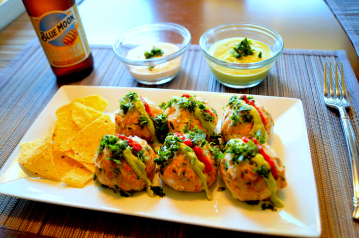 Baked Salmon Meatballs with Creamy Avocado Sauce