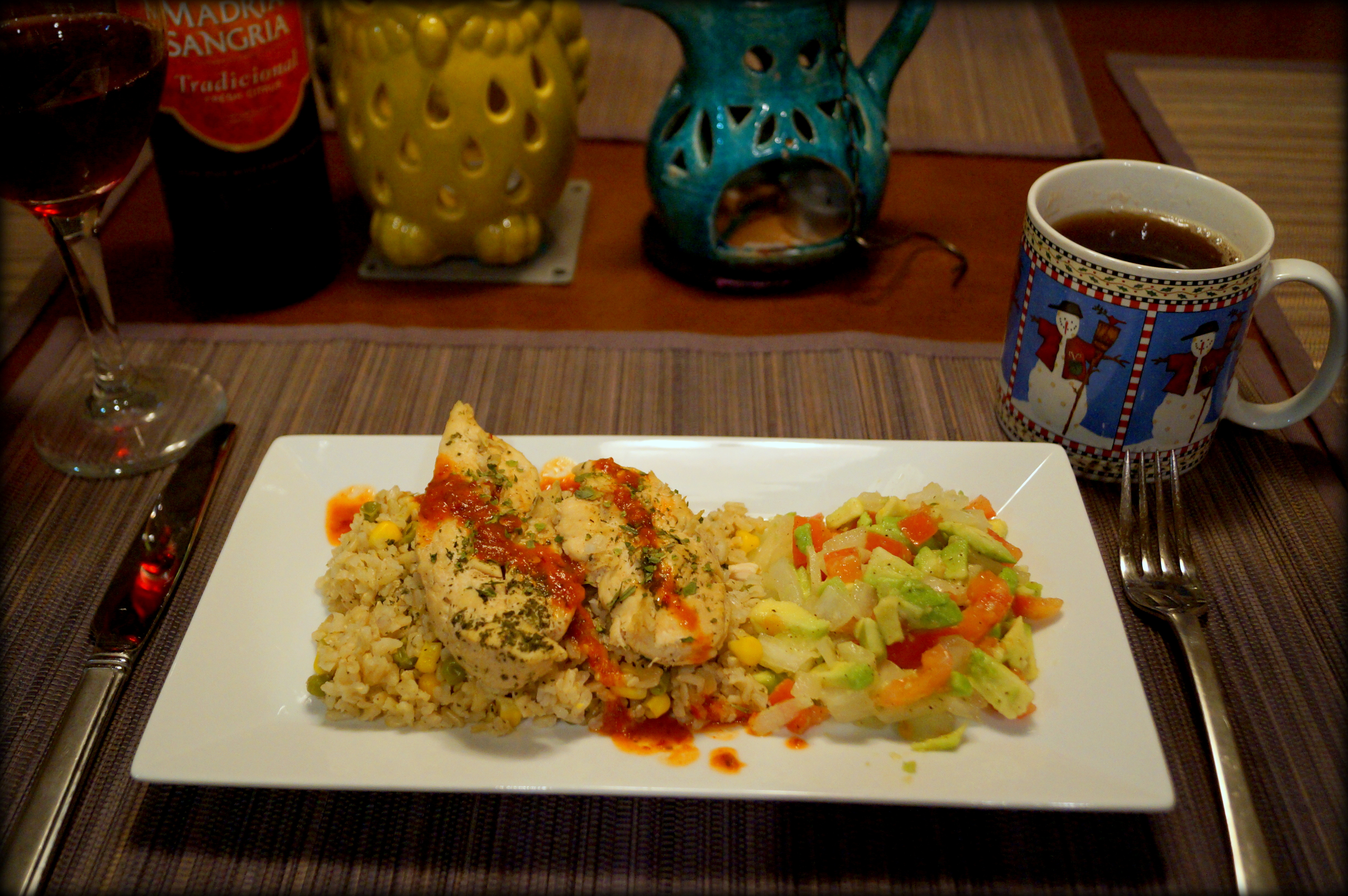 Arroz con pollo with brown rice